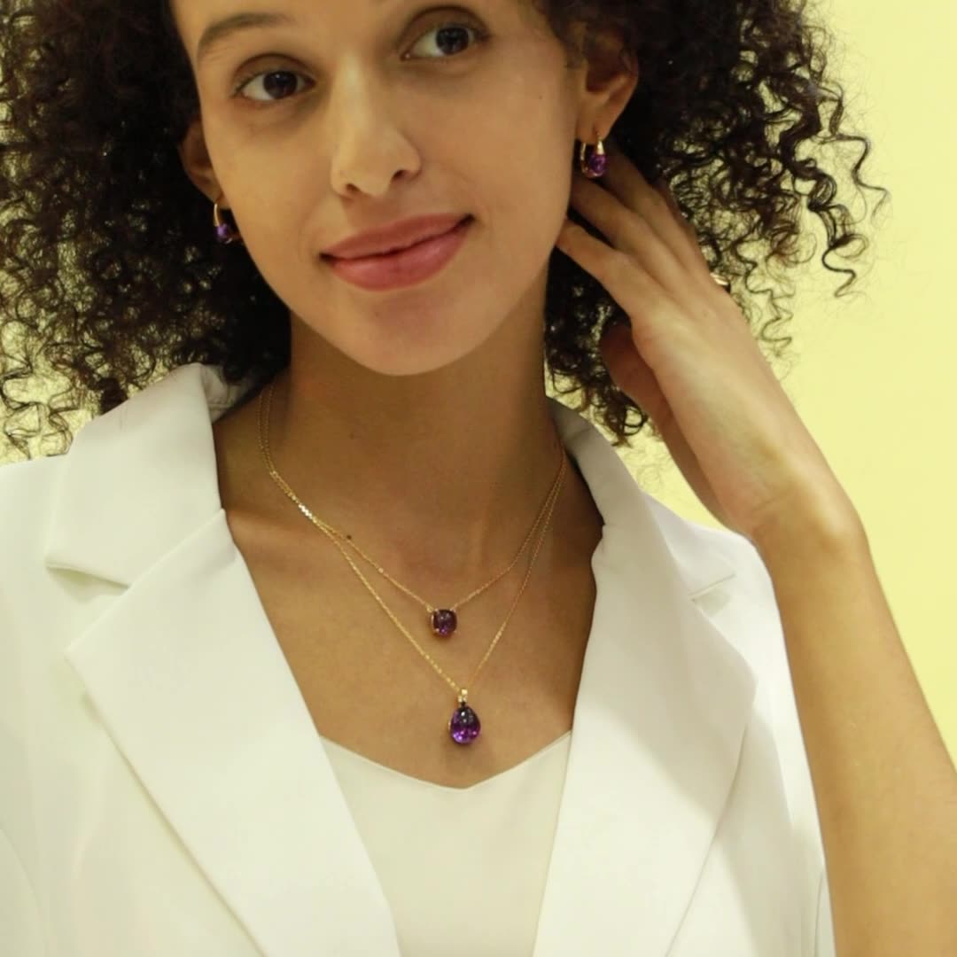 January birthstone garnet geometric necklace in sterling silver