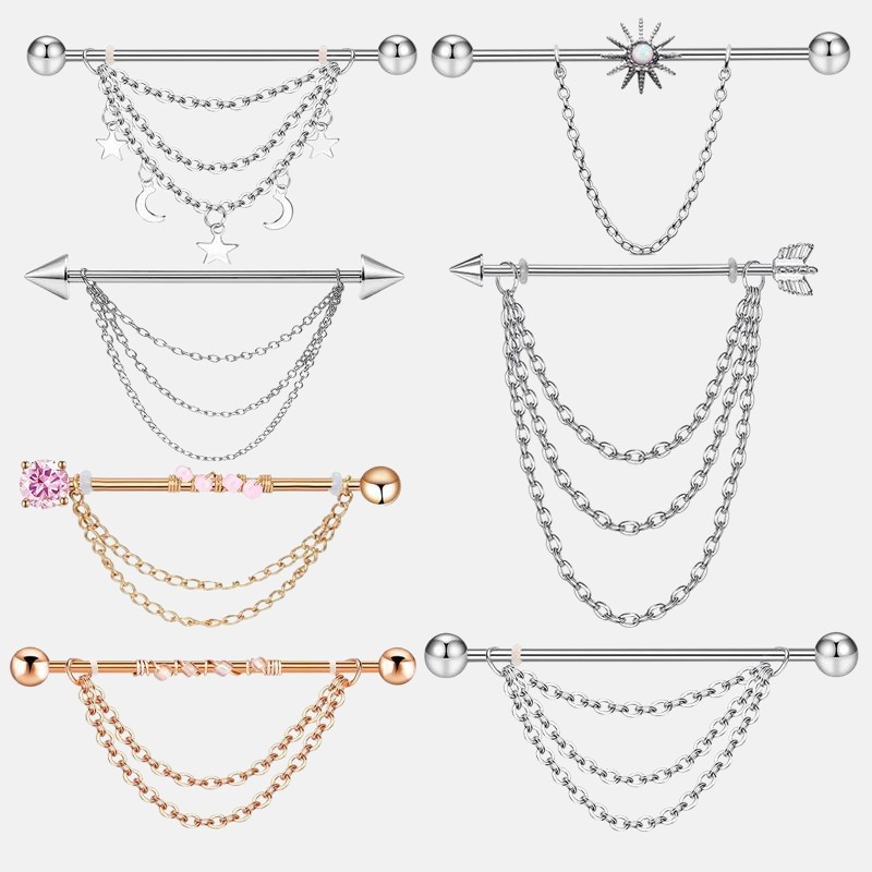 Professional Ear Piercing Jewelry – Industrial Chain Barbell for Cartilage Piercing