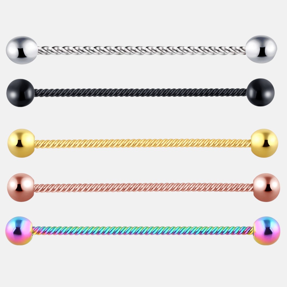 Body Piercing Jewelry Online Shop – Twisted Industrial Barbell Earring for Cartilage