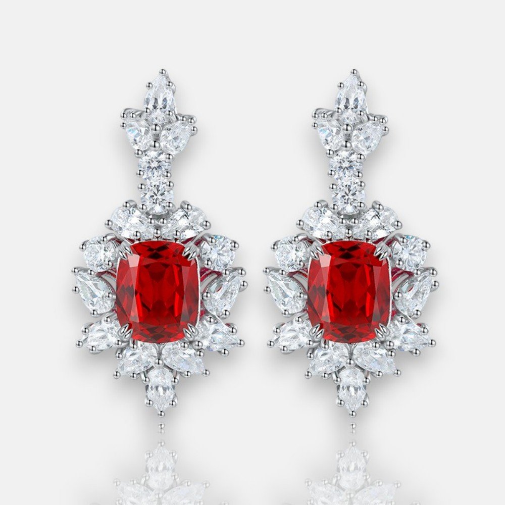 Women’s Ruby Earrings – Lab-Created Red Studs in S925 Silver