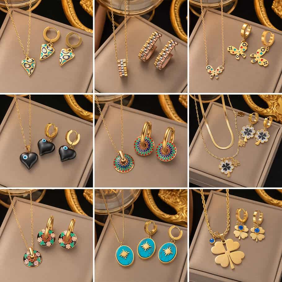 Gold Plated Necklace and Earring Jewelry Set – Wholesale Prices
