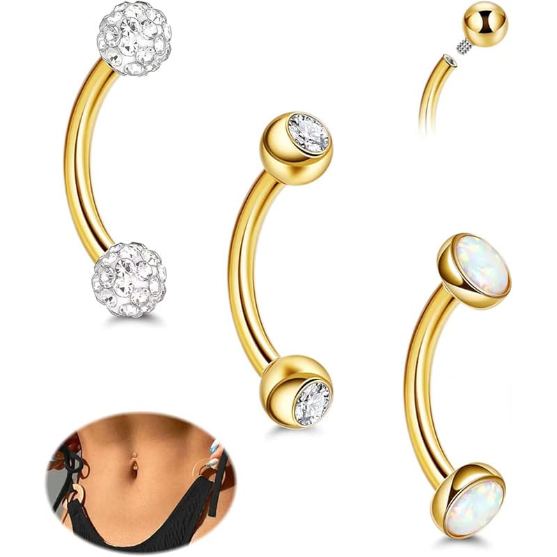 Classic Stainless Steel Belly Ring with Ball Ends – Hypoallergenic Navel Piercing