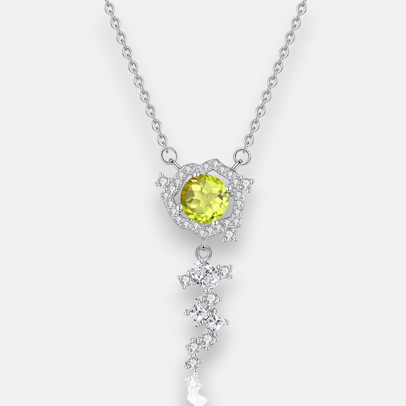 Rose Flower Pendant Necklace – Eternal Bloom in S925 Silver with Natural Gemstones | Blingku