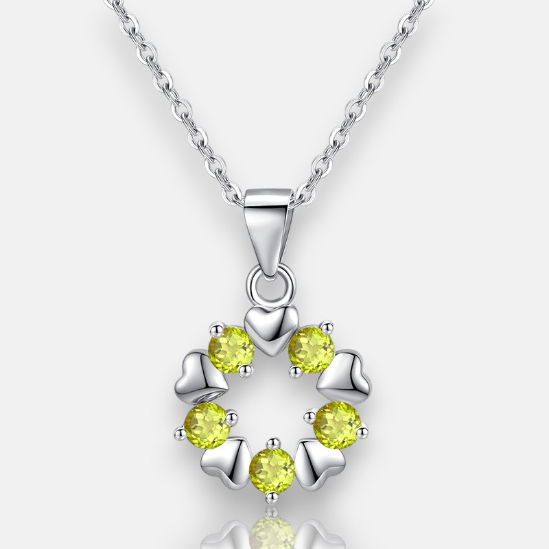 Modern Geometric Necklace – S925 Silver Round Crystal Pendant | Blingku