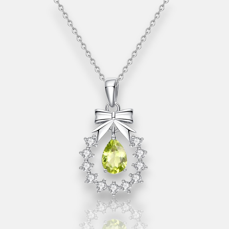 Bow Necklace – Floral Wreath Pendant in S925 Sterling Silver | Blingku