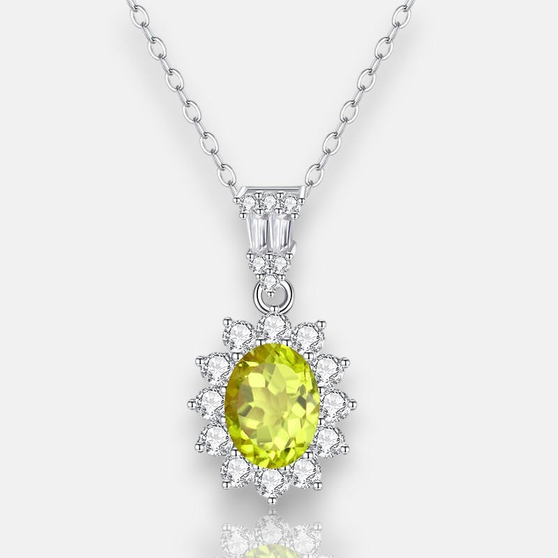 Sunflower Pendant Necklace – S925 Silver Natural Gemstone | Blingku