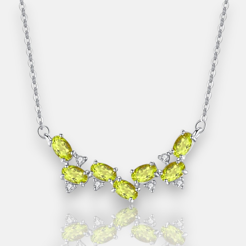 Wisteria Charm Necklace – S925 Silver Smiling Pendant with Natural Gemstone | Blingku