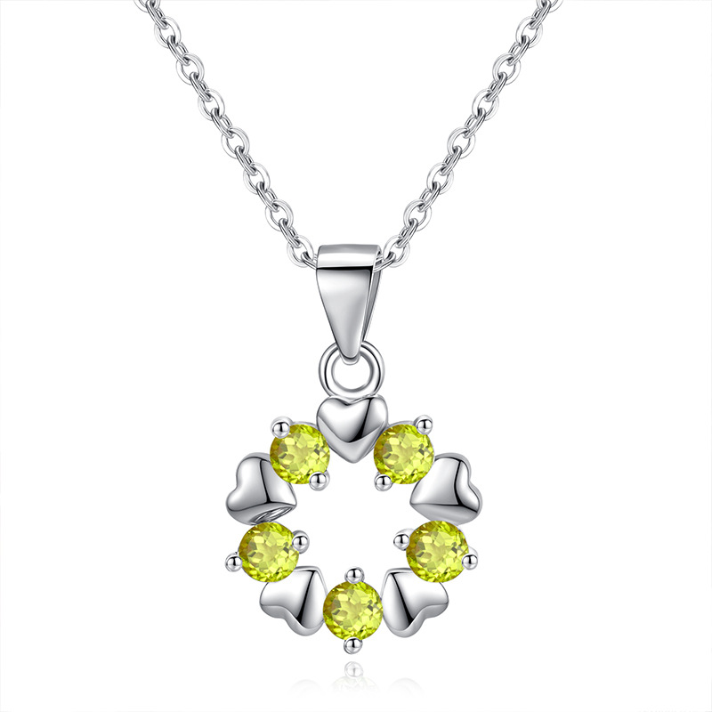 Modern Geometric Necklace – S925 Silver Round Crystal Pendant | Blingku