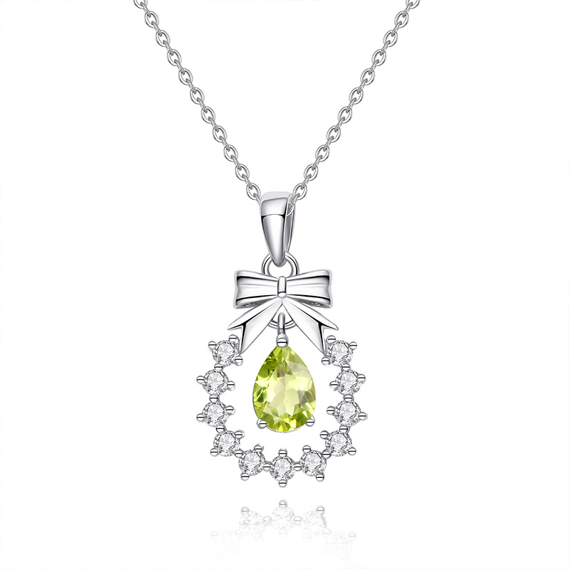 Bow Necklace – Floral Wreath Pendant in S925 Sterling Silver | Blingku