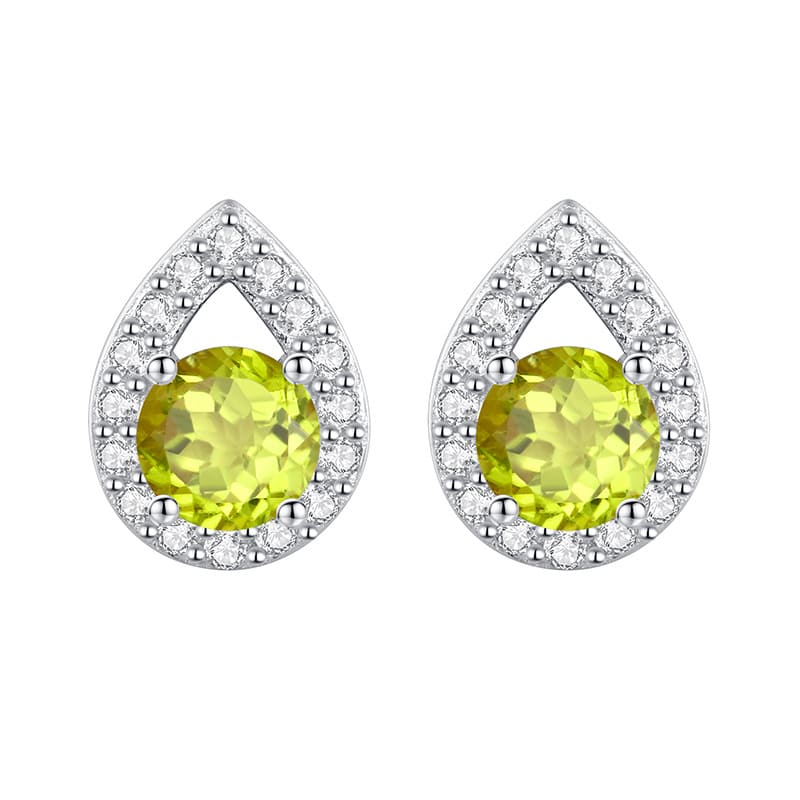 Teardrop earrings with green peridot in sterling silver – August birthstone