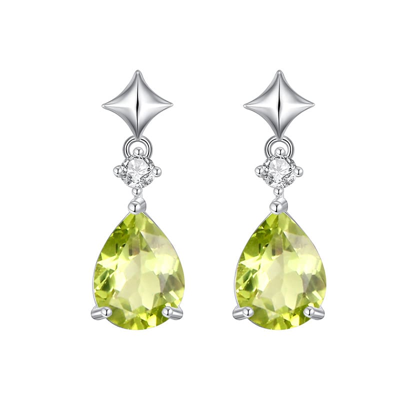 Teardrop crystal earrings with green peridot – August Birthstone Earring