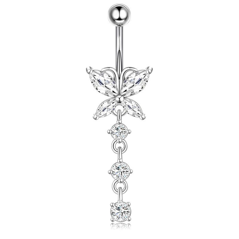 Pink Heart & Butterfly Belly Button Ring – Beach Body Jewelry