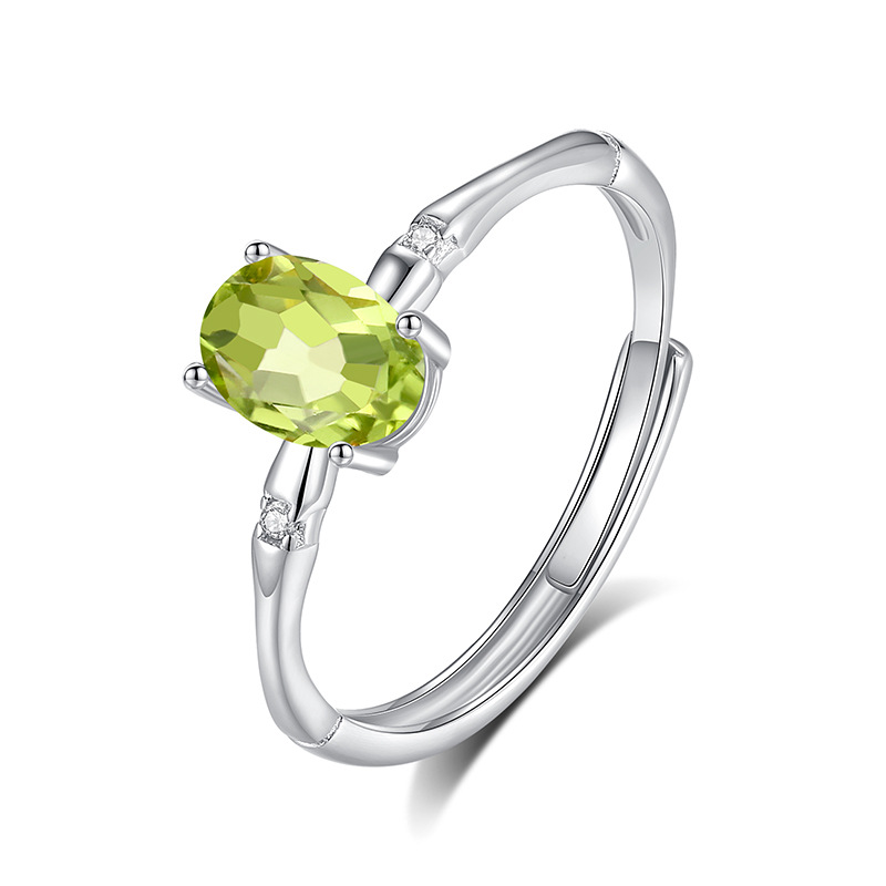 Minimalist Peridot August Birthstone Ring in Silver