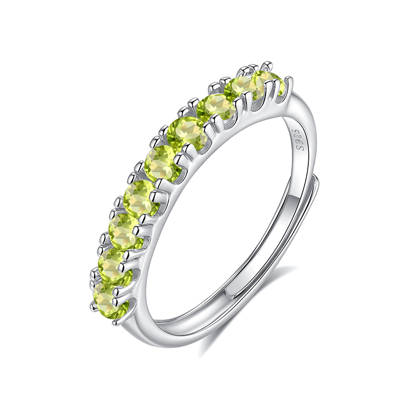 18K Gold Plated Crystal Band – Peridot Stacking Ring in Sterling Silver