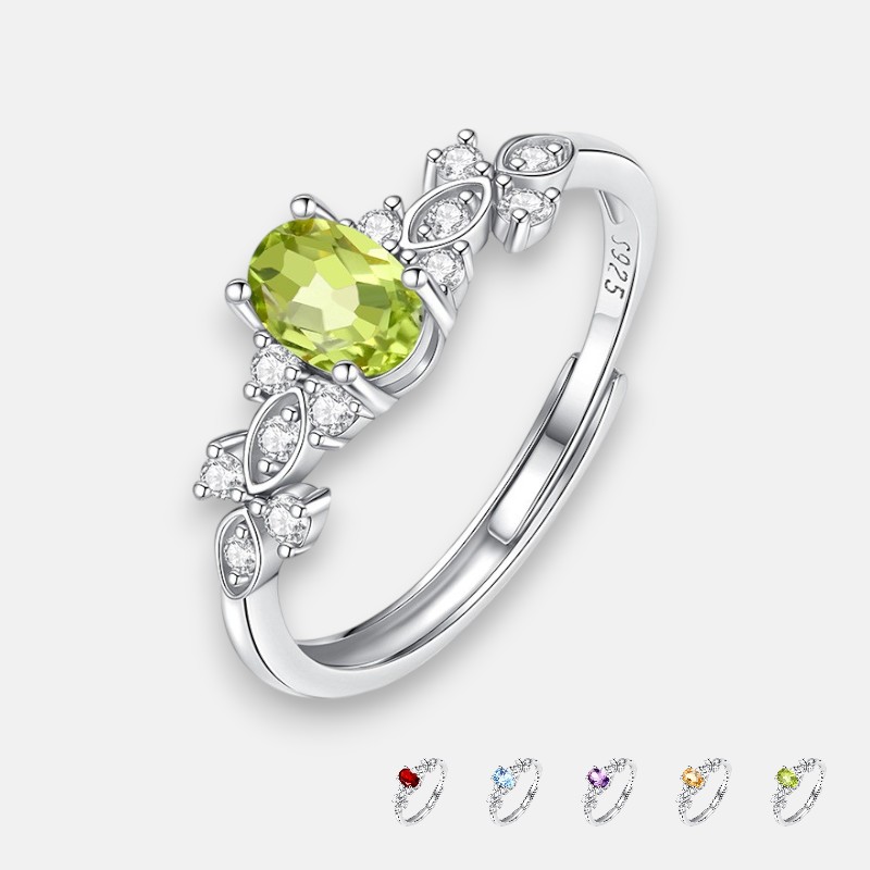 Leaf-Inspired Dazzling Gemstone Ring – Natural Peridot Ring for Women