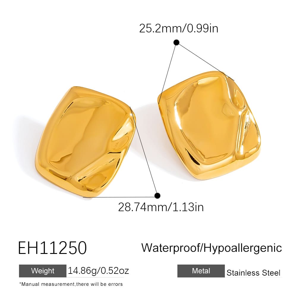 Geometric Earrings – Large Irregular Concave Bubble Oval Studs (4 Styles)