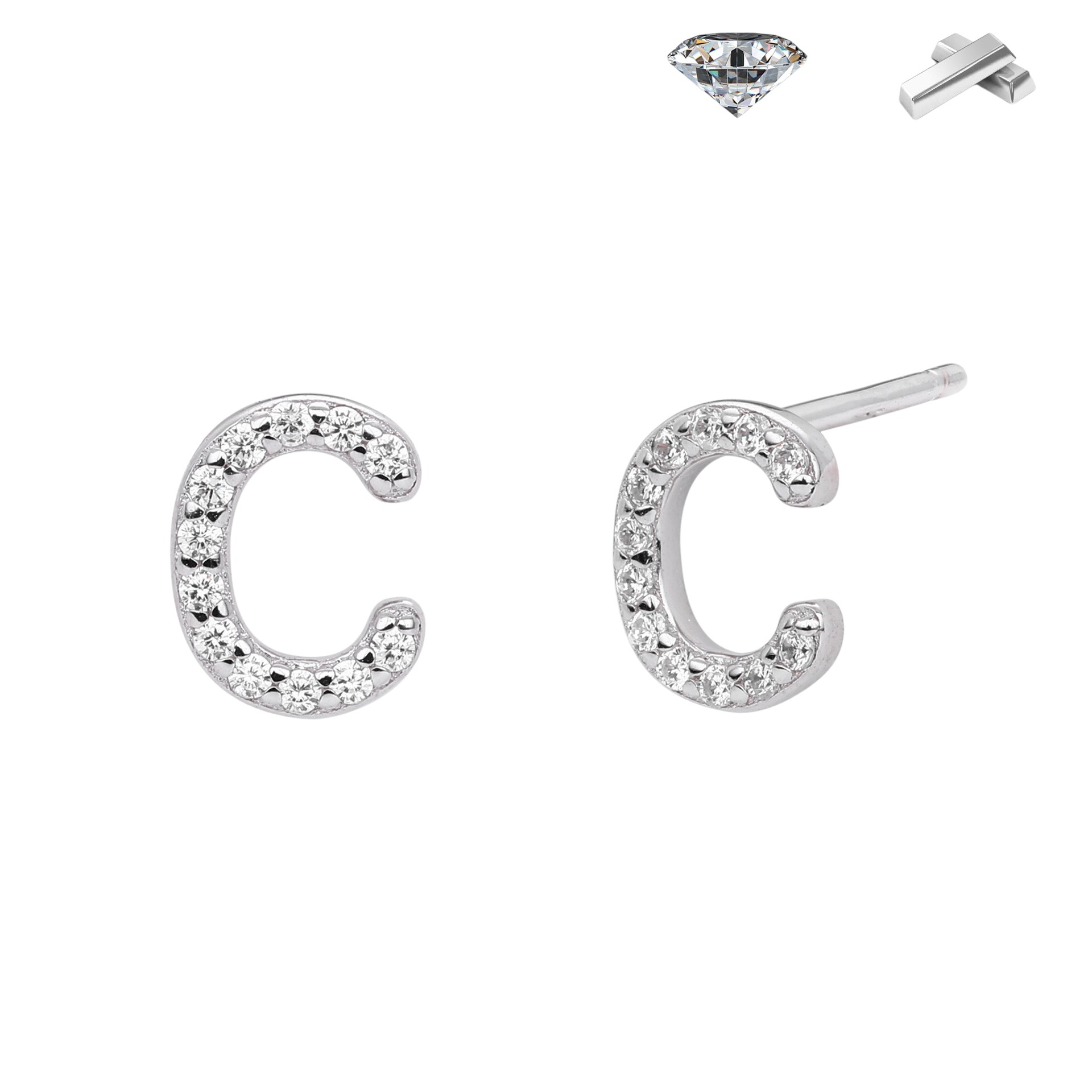 Letter Earrings – S925 Sterling Silver Alphabet Stud Earrings 