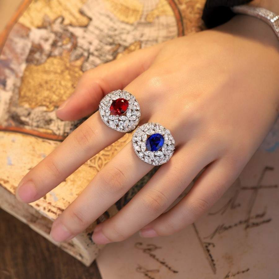 Ruby Engagement Ring – Lab-Created Pigeon Blood Ruby in S925 Silver