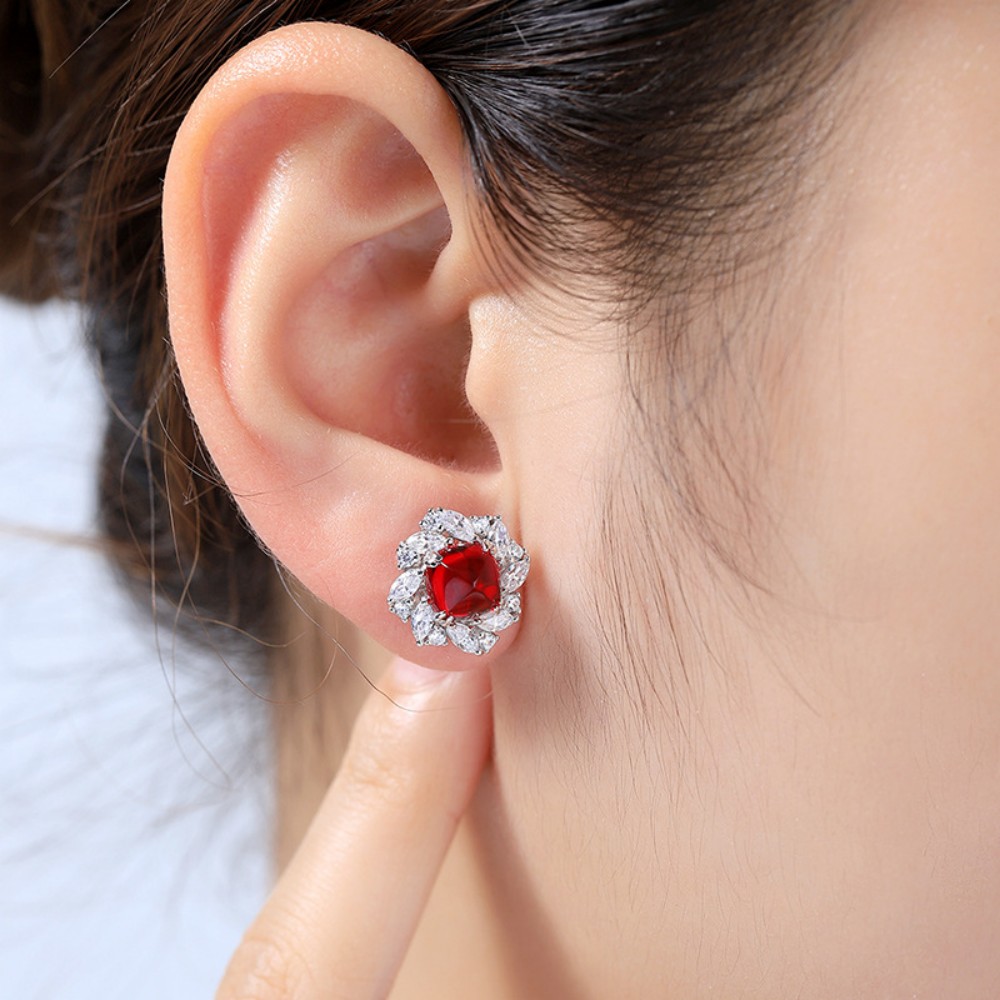Real Ruby Earrings – Lab-Created Ruby Studs in 925 Sterling Silver