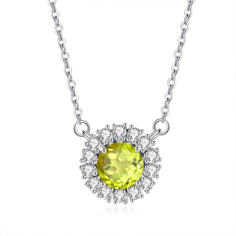 Kendra Scott peridot sunflower necklace in sterling silver – August birthstone jewelry