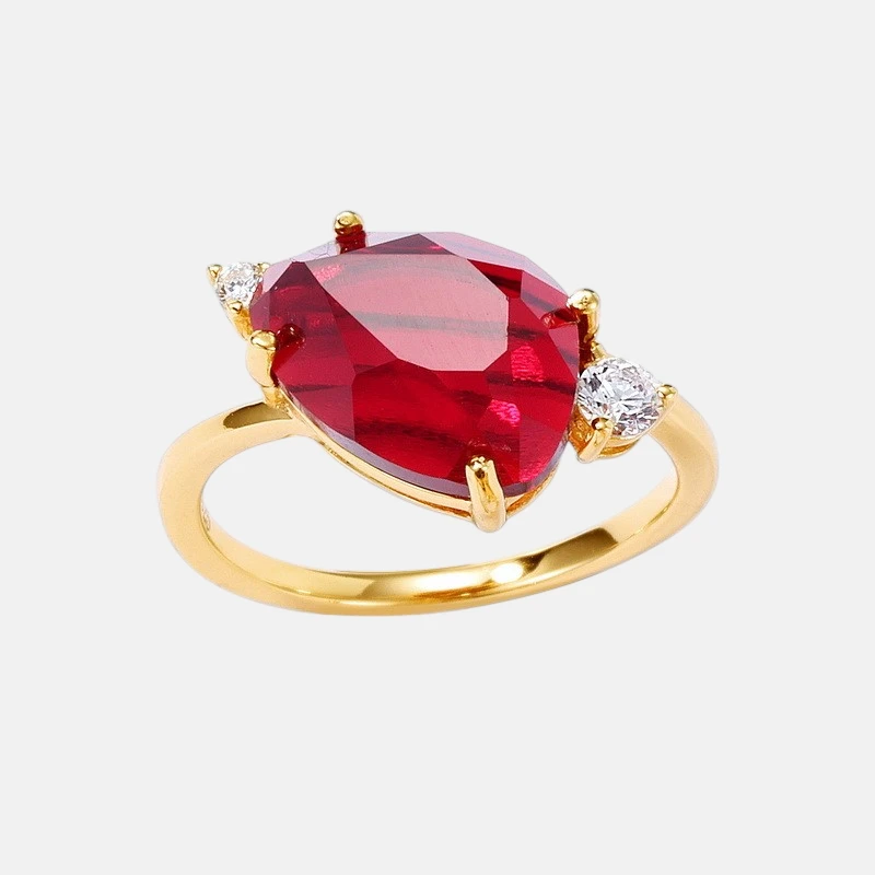 Color Gemstone Ring | 10K Gold Plated Sterling Silver | Synthetic Birthstone Series