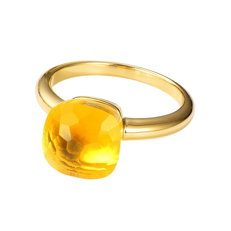 Yellow crystal ring for women – gold-plated sterling silver