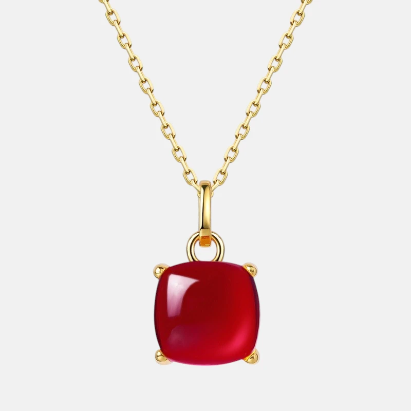 January Birthstone Necklace – Garnet Gemstone Pendant in Gold-Plated Sterling Silver