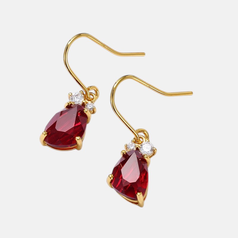 January Birthstone Geometric Drop Earrings | Sterling Silver with 10K Gold