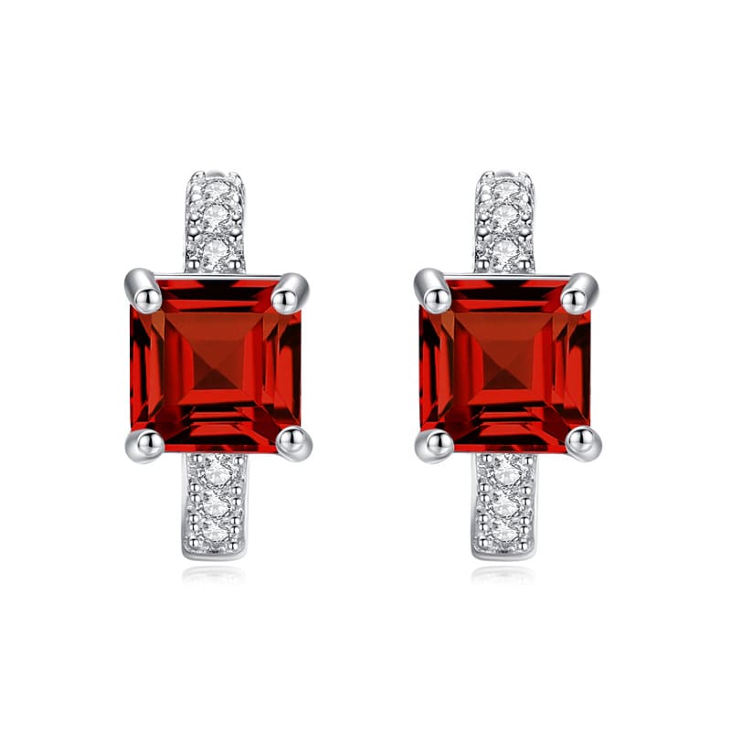 Garnet teardrop earrings in sterling silver setting – January gemstone