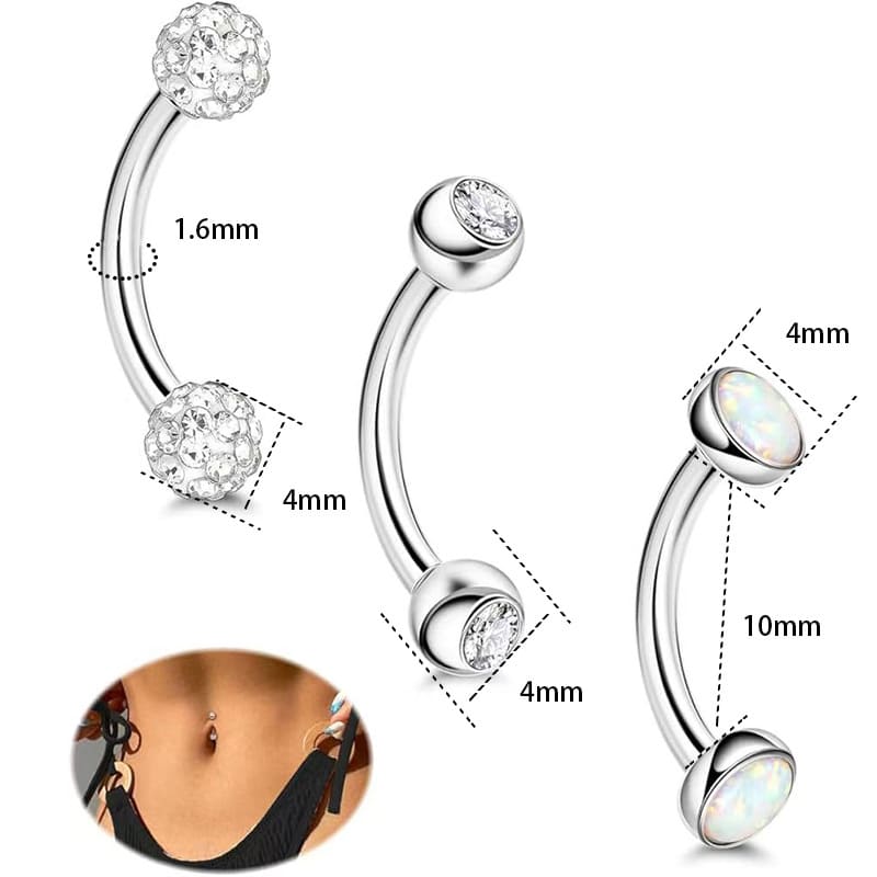 Classic Stainless Steel Belly Ring with Ball Ends – Hypoallergenic Navel Piercing