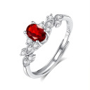 Garnet Leaf Ring