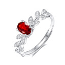 Garnet Leaf Ring
