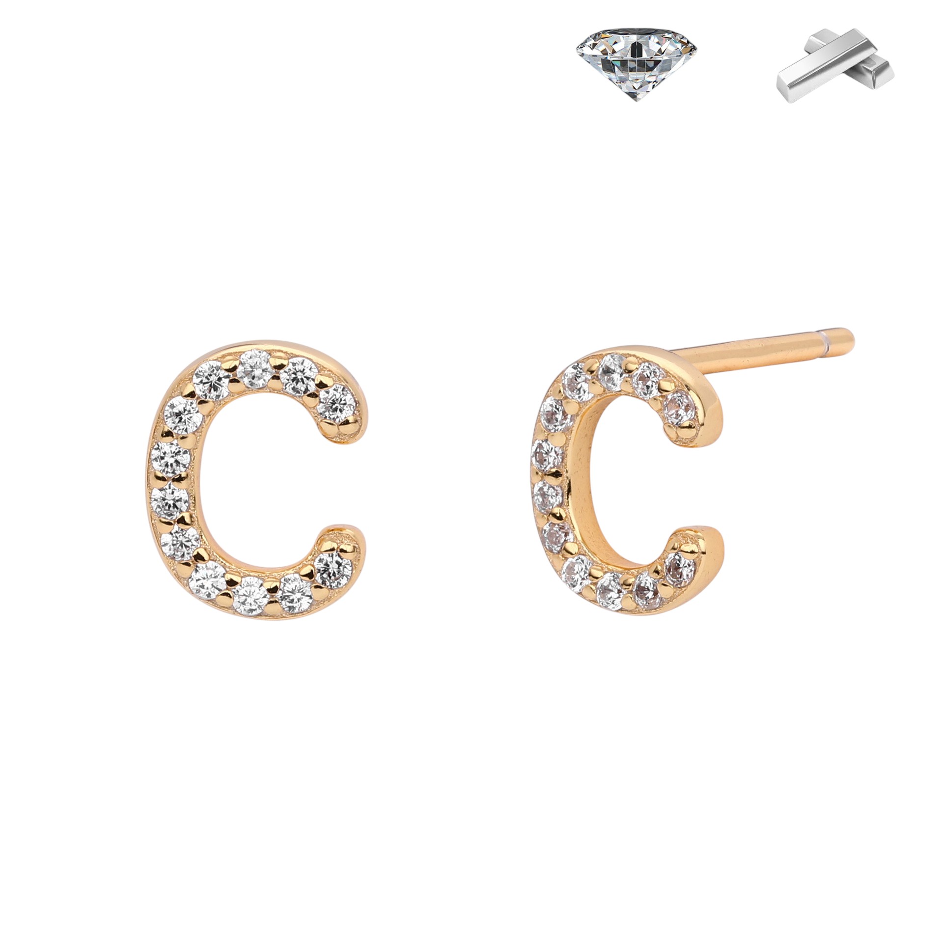 Letter Earrings – S925 Sterling Silver Alphabet Stud Earrings 