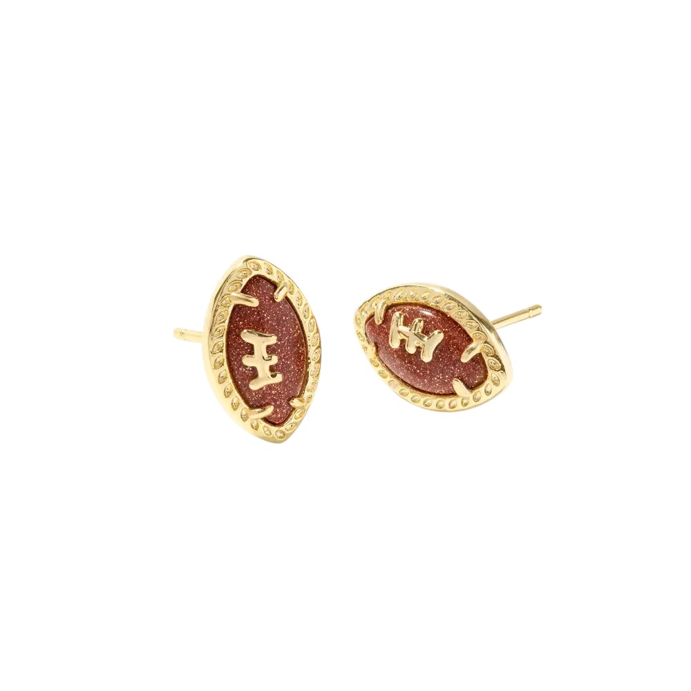Kendra Scott Football Earrings–Gold football studs for women, minimalist and sporty everyday design