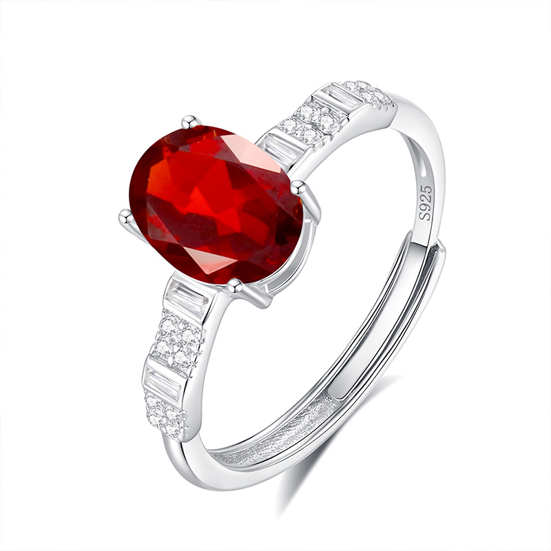 Oval Silver Ring – S925 Sterling Silver with Natural Gemstones (5 Colors)