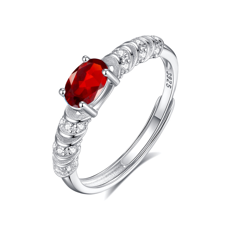 Crystal Stone Ring – S925 Sterling Silver with 5 Natural Gemstones