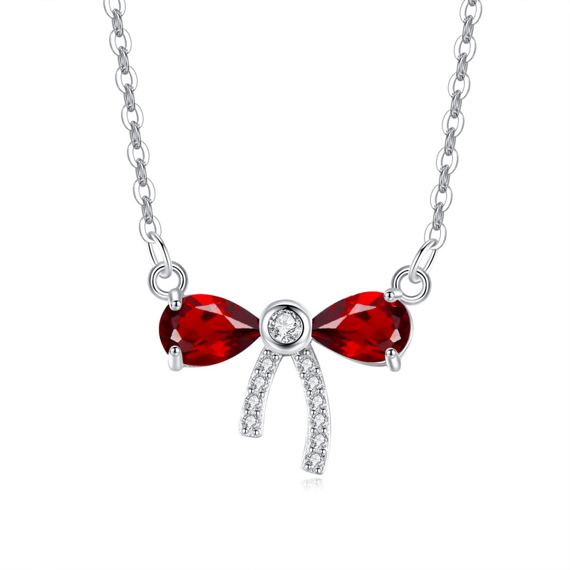 Red garnet teardrop necklace in sterling silver – January birthstone crystal jewelry