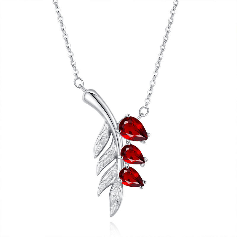 Leaf Pendant Necklace Set – S925 Sterling Silver Crystal Jewelry | Blingku
