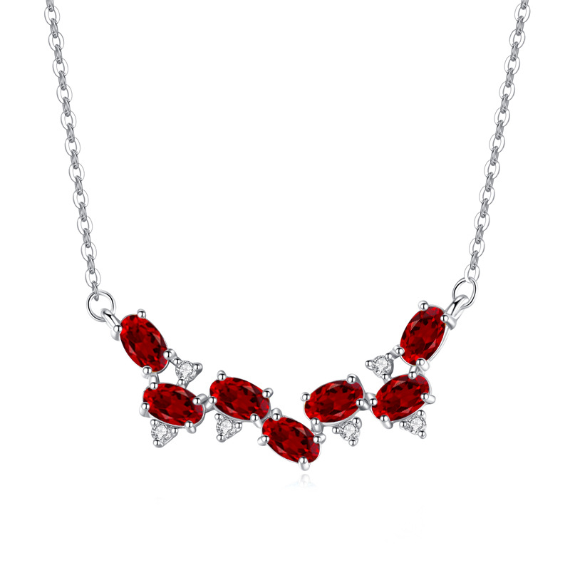 Wisteria Charm Necklace – S925 Silver Smiling Pendant with Natural Gemstone | Blingku