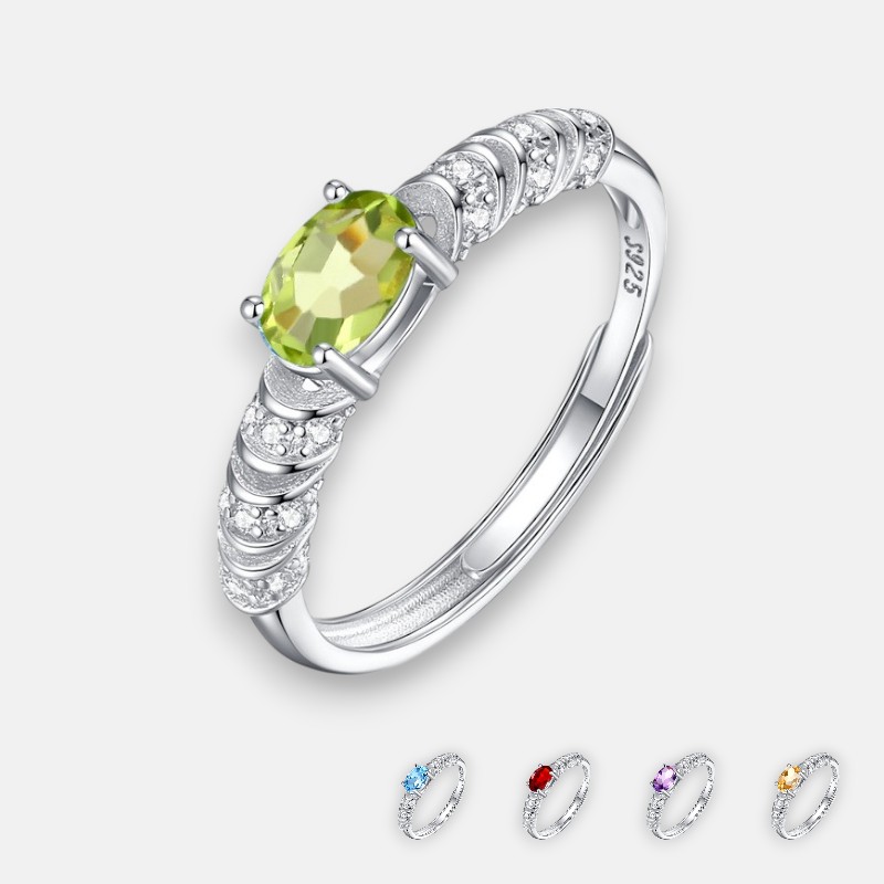 Crystal Stone Ring – S925 Sterling Silver with 5 Natural Gemstones