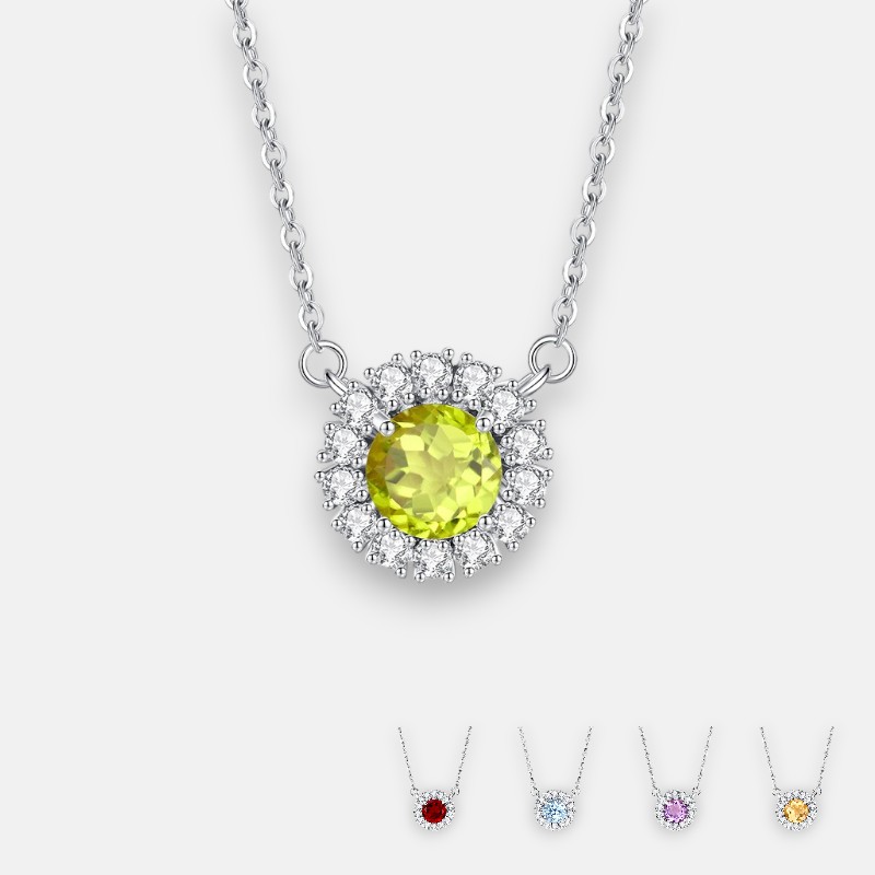 Kendra Scott Peridot Necklace – S925 Sunflower Pendant with Gemstone Variants