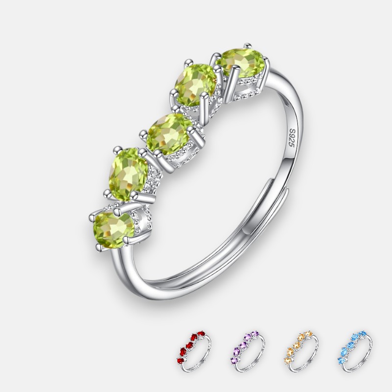 Minimalist Silver Ring – Adjustable S925 Sterling Silver with Natural Crystal