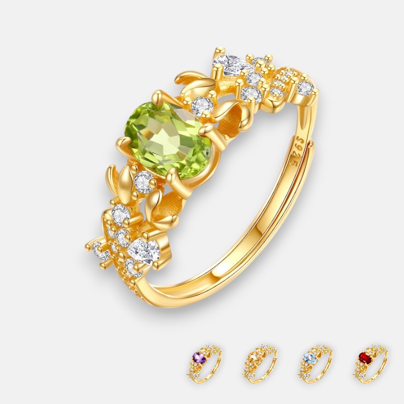 Blue Topaz-Inspired Floral Ring – S925 Sterling Silver Bauhinia Design