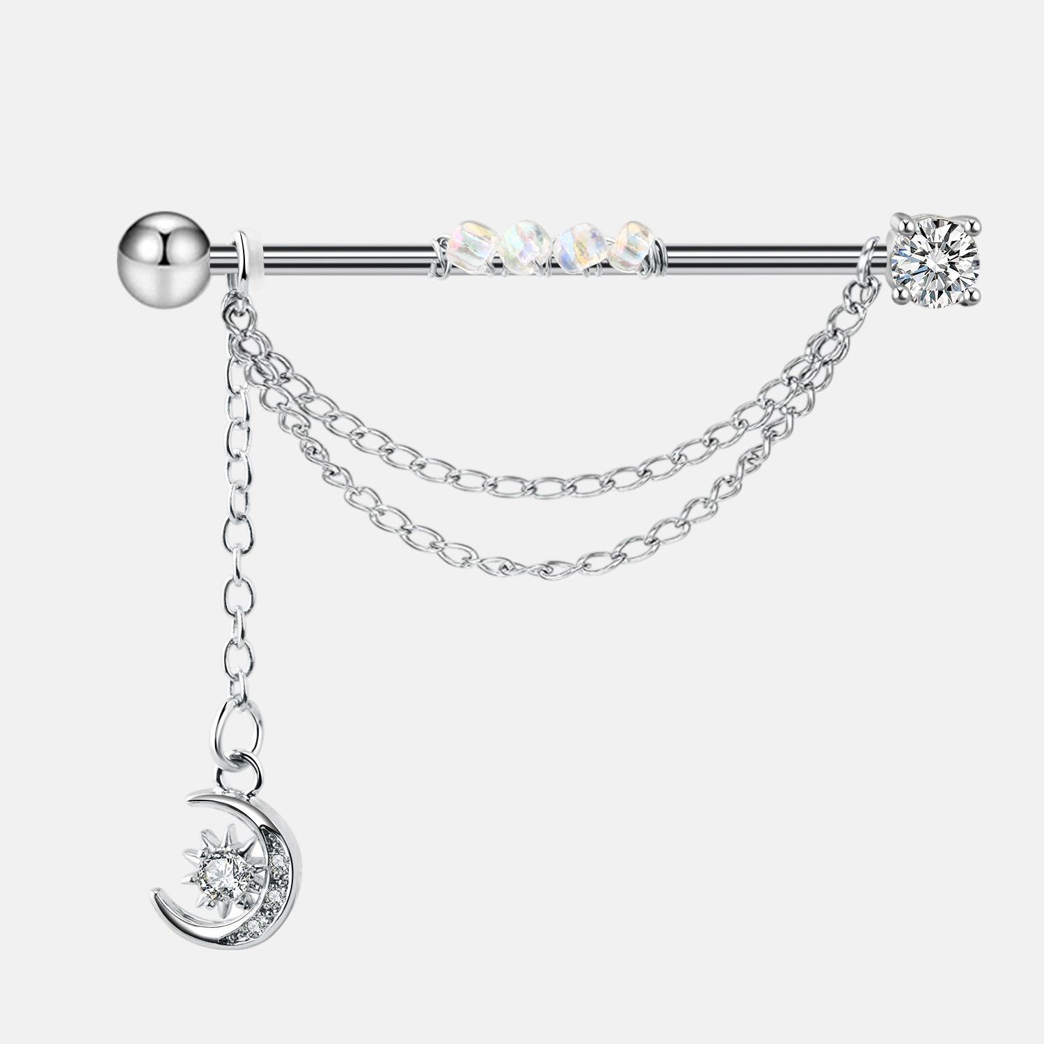 Cartilage Ear Piercing Jewelry – Long Bar Industrial Earrings for Scaffold Piercing