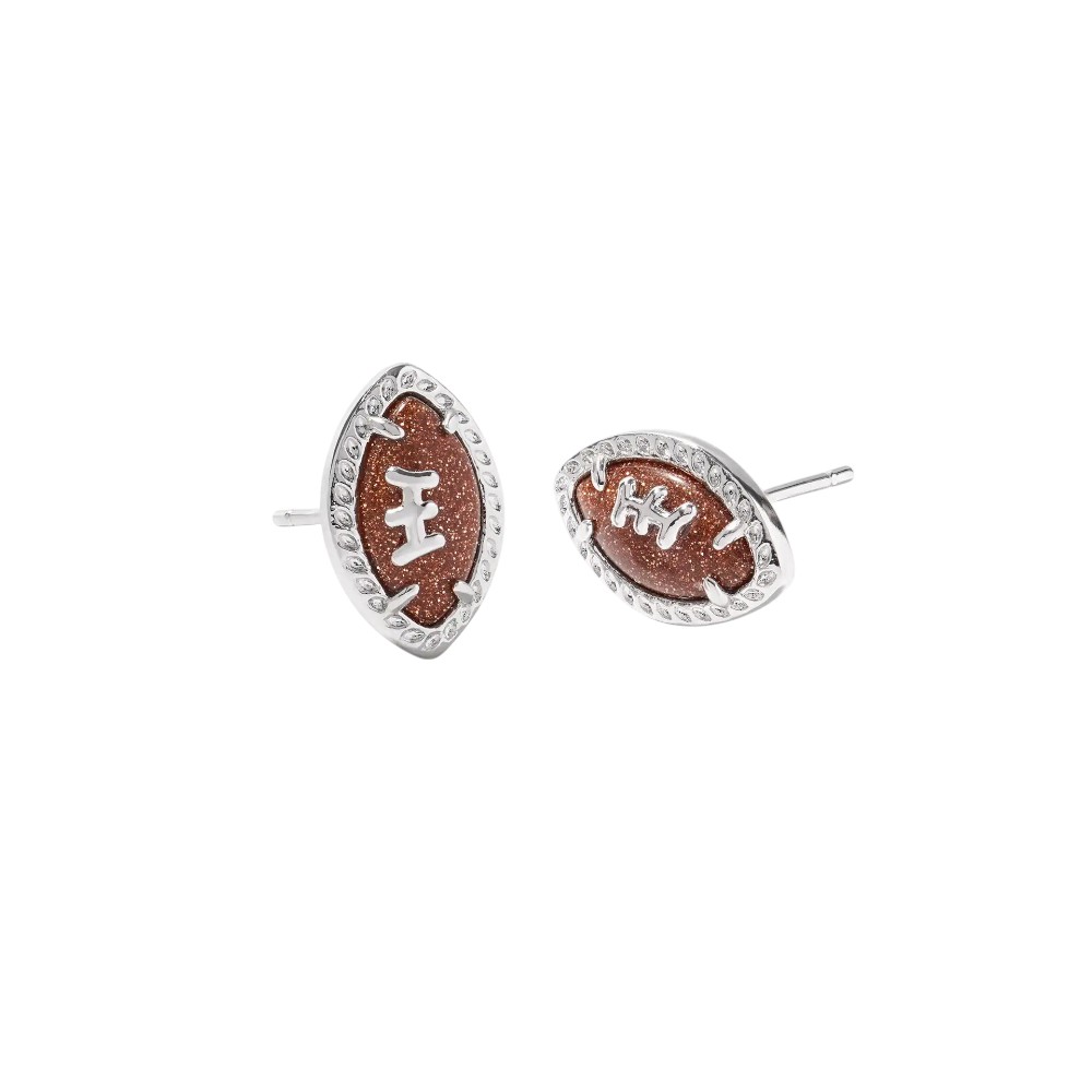 kendra scott football earrings – silver football-shaped earringsh, casual and stylish design.