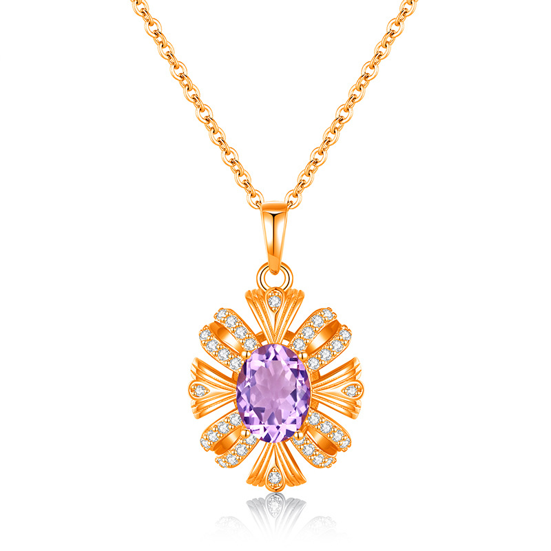 Natural Crystal Pendant Necklace – S925 Sterling Silver | Blingku