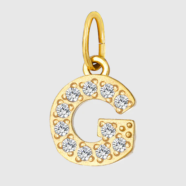 Initial Charm – Pave Full CZ Double Circle Alphabet Pendant for DIY Jewelry