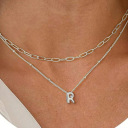 Silver letter double-layer necklace
