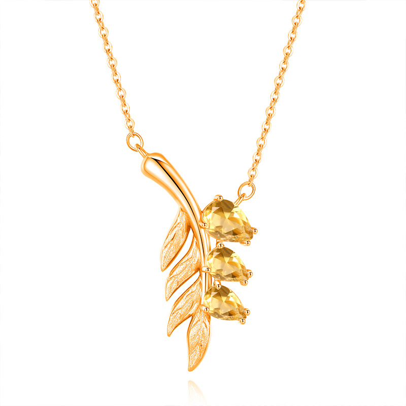 Leaf Pendant Necklace Set – S925 Sterling Silver Crystal Jewelry | Blingku