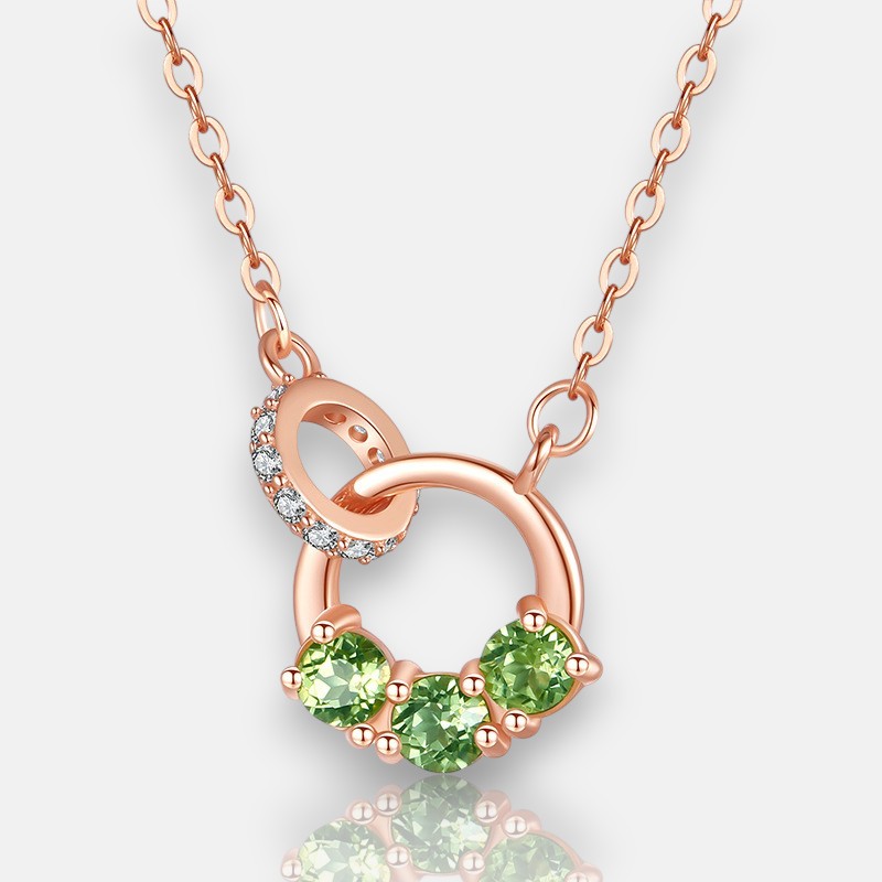 Interlocking Circles Necklace – S925 Silver with Natural Gemstone | Blingku